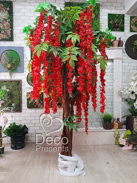 Wisteria decorative tree of red flowers, buy for the interior of the store