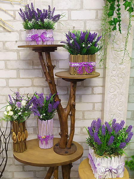 Buy artificial Lavender flowers in pots for cafe tables in the USA, France, Norway, Finland