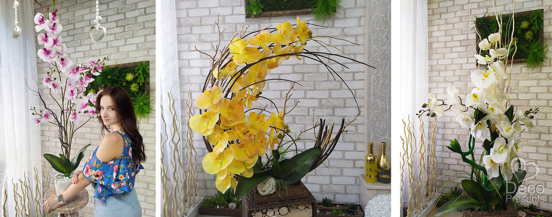 Buy compositions of artificial flowers Orchids