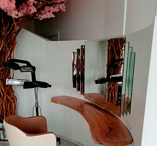 Wood and mirrors for the interior of a beauty salon, USA, Canada, Australia, Singapore