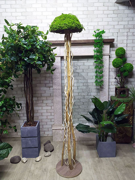 Decorative installation of wood and plants, buy in USA, Canada, Switzerland