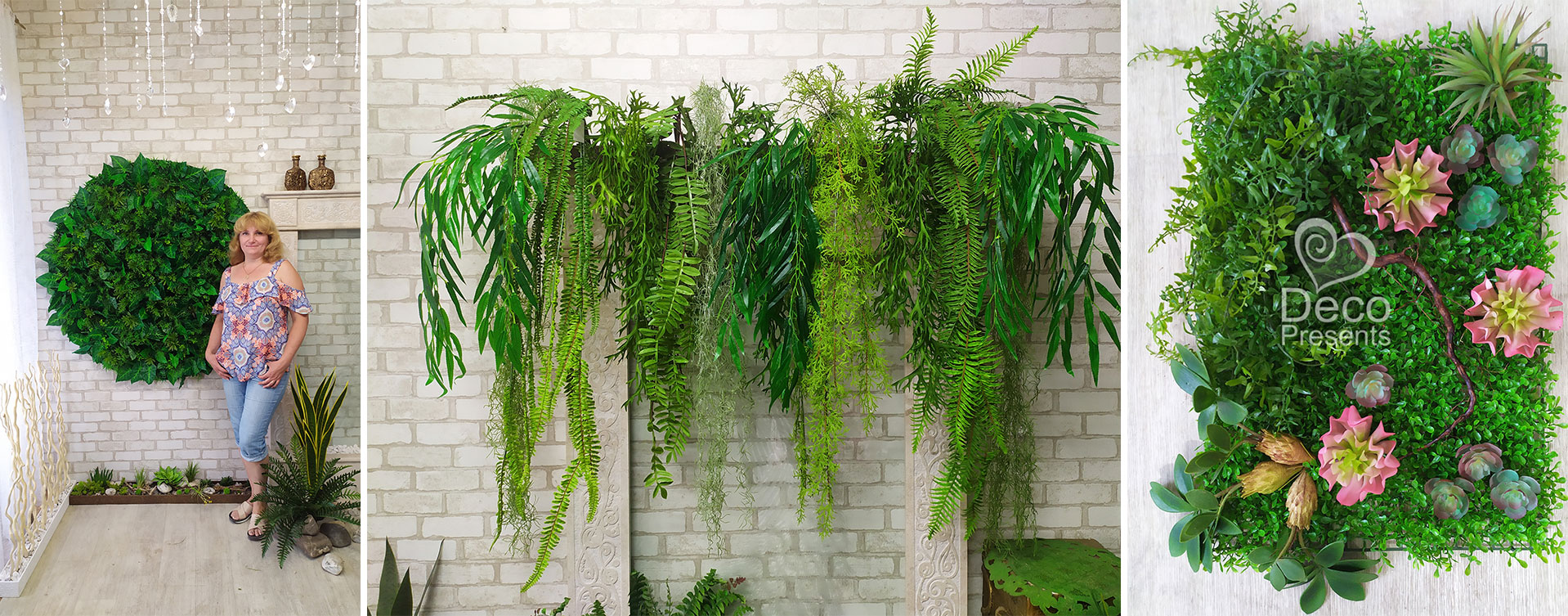 Vertical gardening of a phytowall from ornamental plants and moss