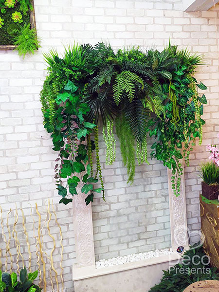 Wall installation of artificial plants for photography, buy in USA, Canada, Australia, Singapore