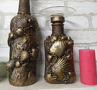 A set of decorative bottles for the cafe interior, buy in Finland, Sweden, Norway, Denmark