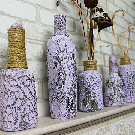 Decorative bottles for the interior. Set of 5 bottles. Buy in Israel, USA, Canada