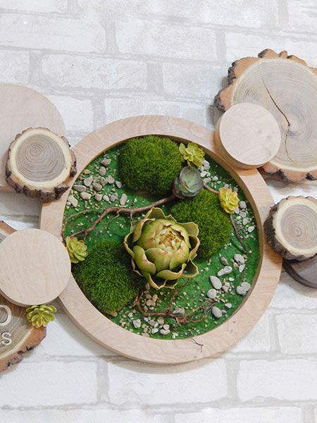 Wall decor made of natural wood and artificial plants, buy in UK, France, Italy, Spain