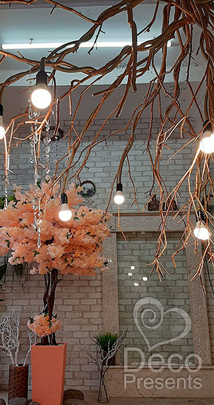 Buy a chandelier made of natural branches for the interior of a cafe, USA, Canada