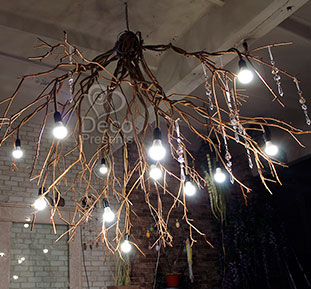 Buy a chandelier made of natural branches for the salon, USA, Canada, Spain