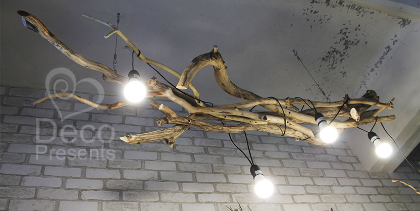 Buy a wooden lamp, a chandelier made of wooden driftwood, USA, UAE, UK, EU.